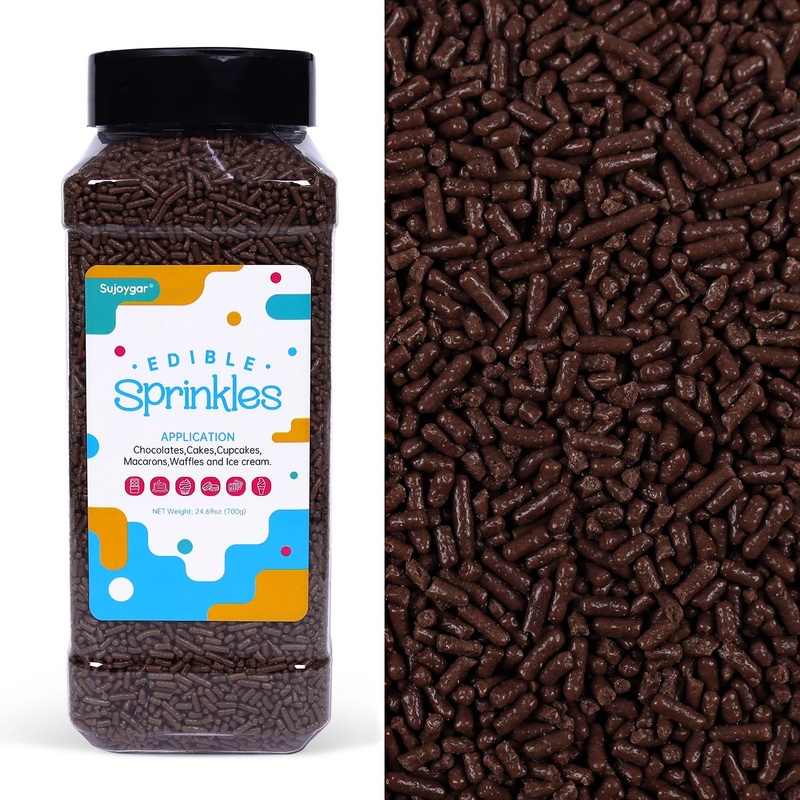 Chocolate Sprinkles, 1.32Lb Bulk Chocolate Jimmies Sprinkles For Cake Decorating, Edible Sprinkles For Cupcake Toppers Ice Cream