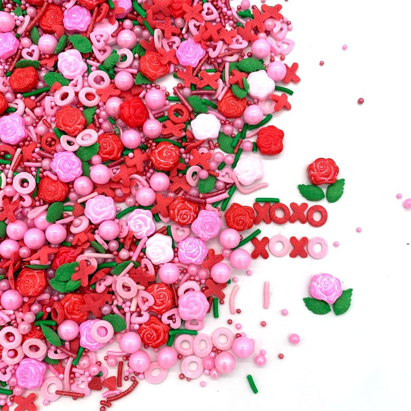Rose Hearts Sprinkles Pink And Red Mixed Cupcake Cake Decoration Cake Cookie Icecream Donut 3.4Oz