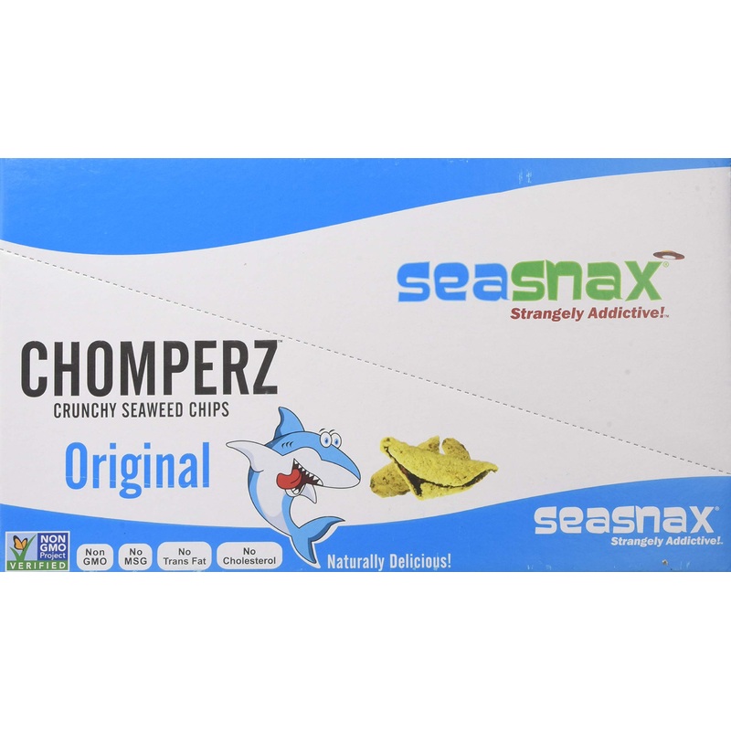 Seasnax Chomperz Crunchy Seaweed Chips, Original, 1 Ounce (Pack Of 8)