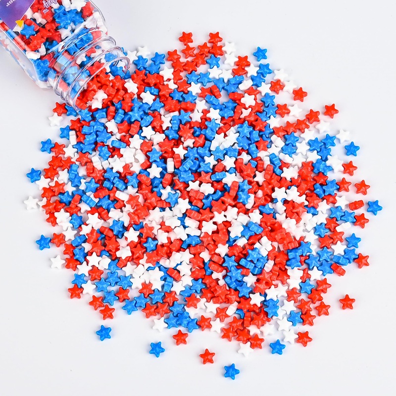Cobakey Patriotic Sprinkles For Baking, 4Th Of July Sprinkles For Cupcakes, Red White And Blue Star Candy Perfect For Independen