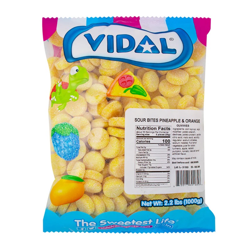 GUMMI SOUR BITES PINEAPPLE & ORANGE VIDAL